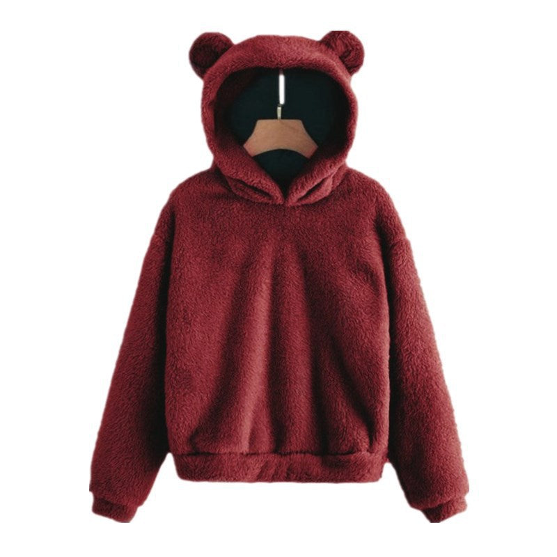 Bryony Fluffy Bear-Ears Cropped Hoodie One-piece