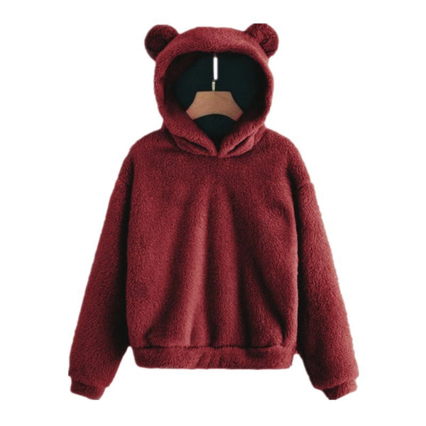 Bryony Fluffy Bear-Ears Cropped Hoodie One-piece