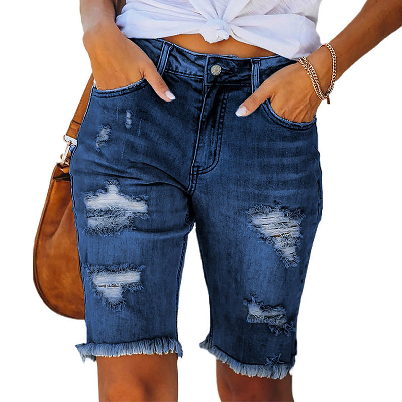 Sawyer Distressed Cutout Denim Shorts