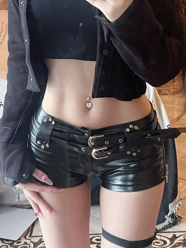 Raven Belted Faux-Leather Shorts Secondary image