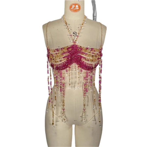 Vivienne Stardust Crystal Beaded Harness Lingerie