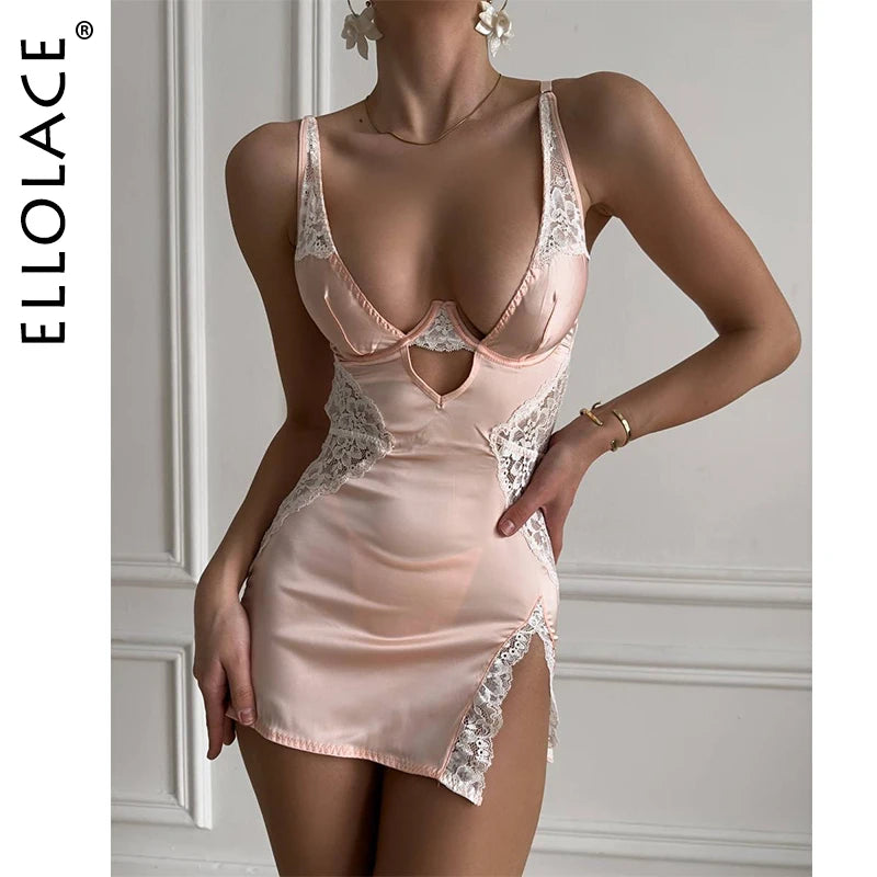 Amorette Satin Lace Deep-V Nightdress Main image