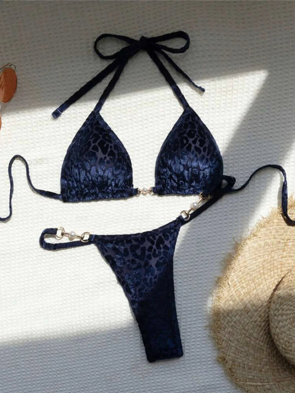 Zuri Leopard Halter Micro Bikini Two-piece