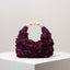 Rosalind Satin Rosette Pearl-Handle Half-Moon Evening Bag