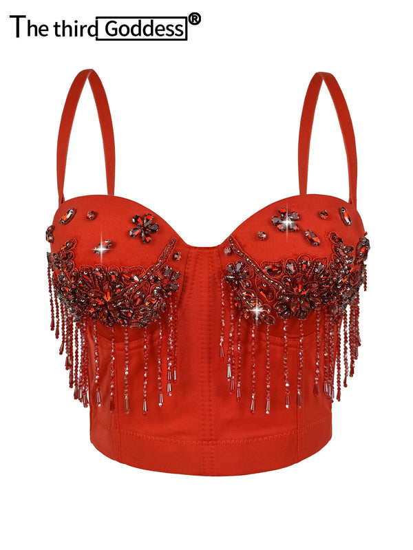 Sexy halter rhinestone corset crop top women summer club party tank tops for woman clothes cropped tube top hotwife streetwear