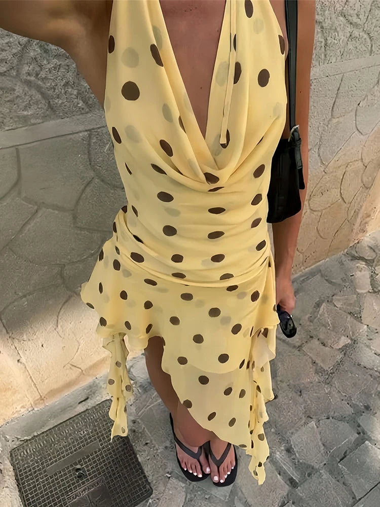Marbella Polka Dot Halter Mini Dress