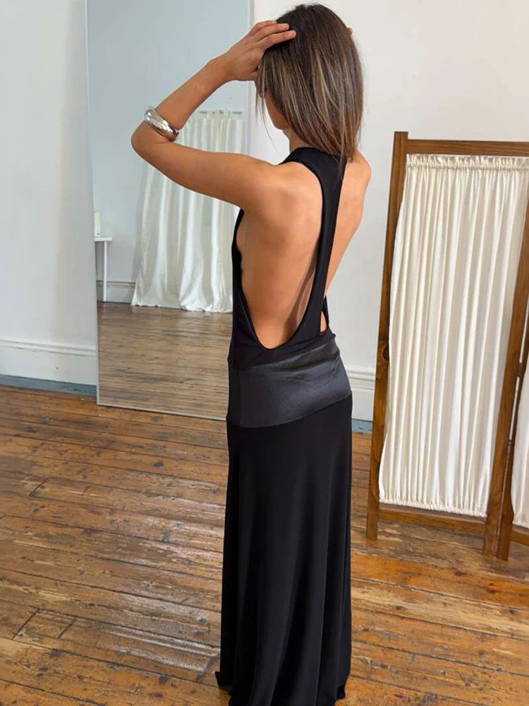 Selene Satin Deep-V Backless Maxi Dress Main image