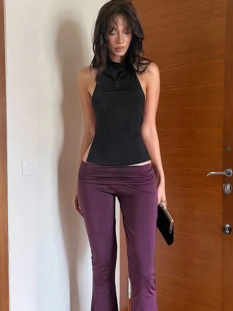 Kliou Sexy Fashion Tank Tops Woman Halter Off Shoulder Backless Skinny Stretch Hot Girls High Street Wild Style Classic Vests