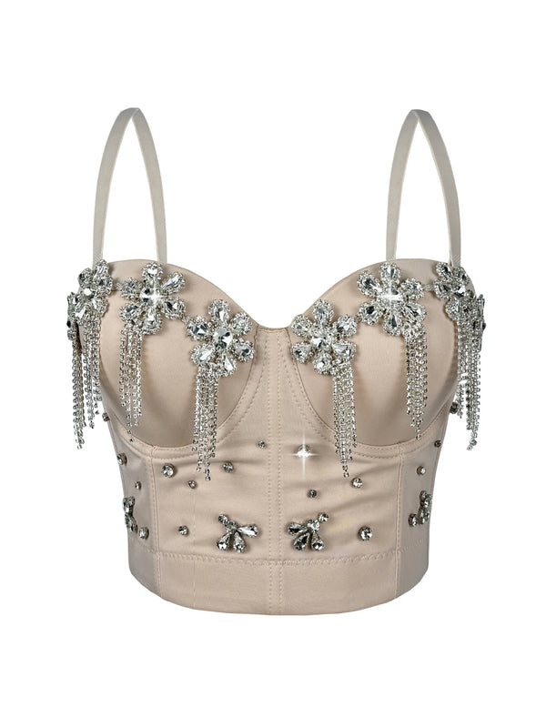 Sexy black white rhinestone corset crop top women summer night club party tops for woman clothes cropped halter tank top hotwife