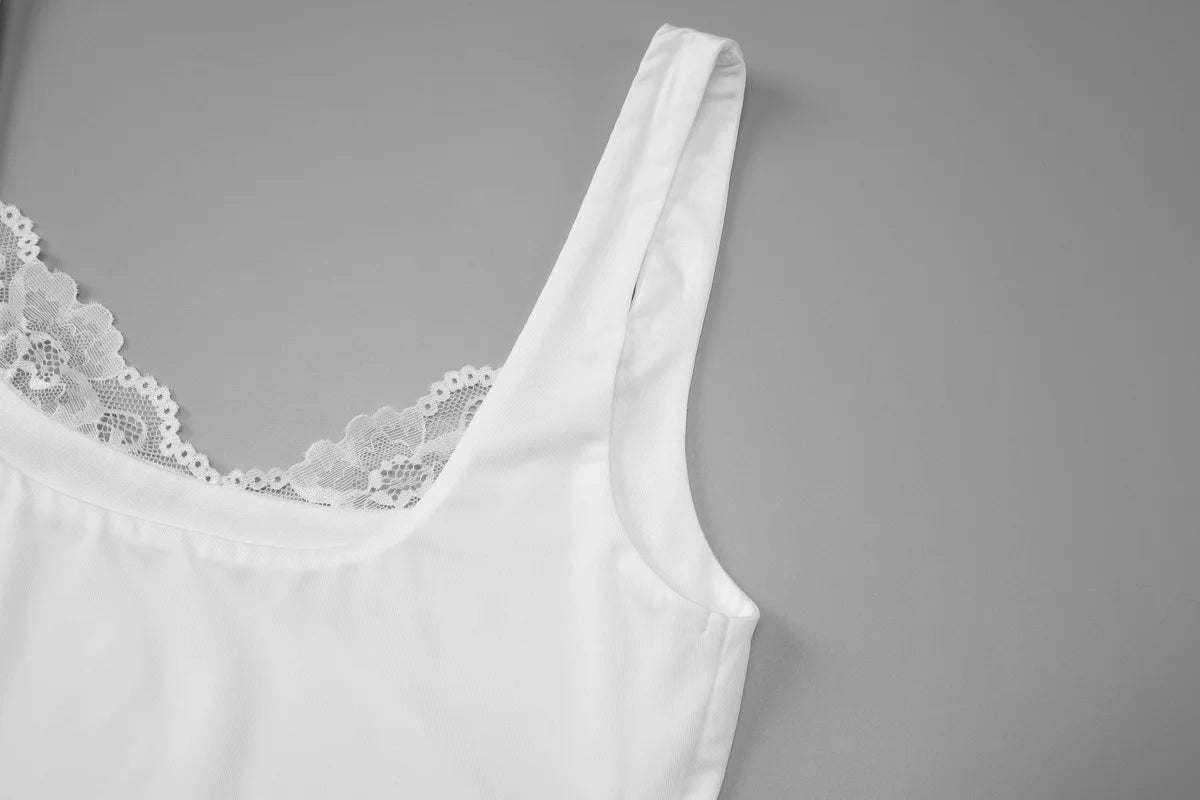 Lisette Lace V-Neck Crop Top One-piece