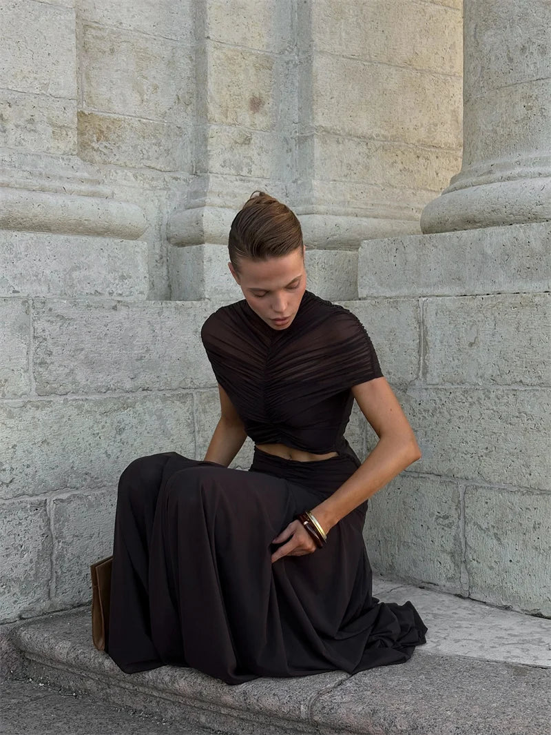 Monroe Hollow-Out Ruched Bodycon Maxi Dress