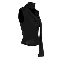 Cecelia Soft Whisper Ruched Draped Sleeveless Scarf Top One-piece