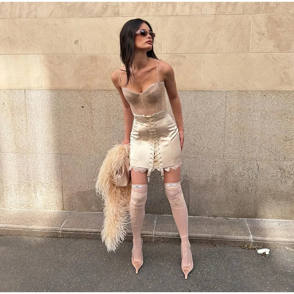 Solene Bodycon Lace Mini Skirt One-piece