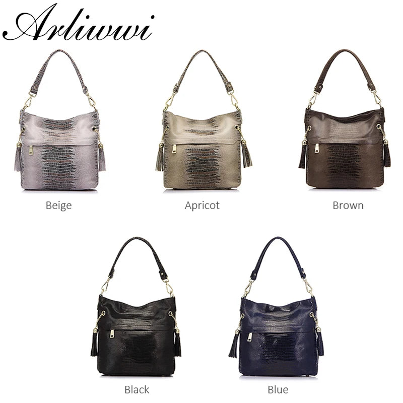 Lucienne Embossed Leather Bucket Bag