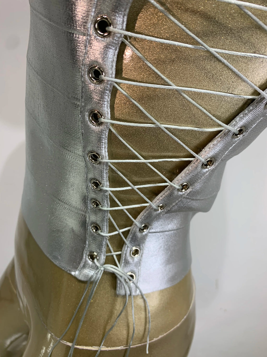 Women Summer Sexy Lacing Bronzing Gold Silver Bodycon Bandage Tops Celebrity Designer Fashion High Street Top