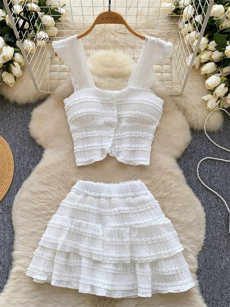 Lisette Strapless Ruffle Top & Mini Skirt Two-piece