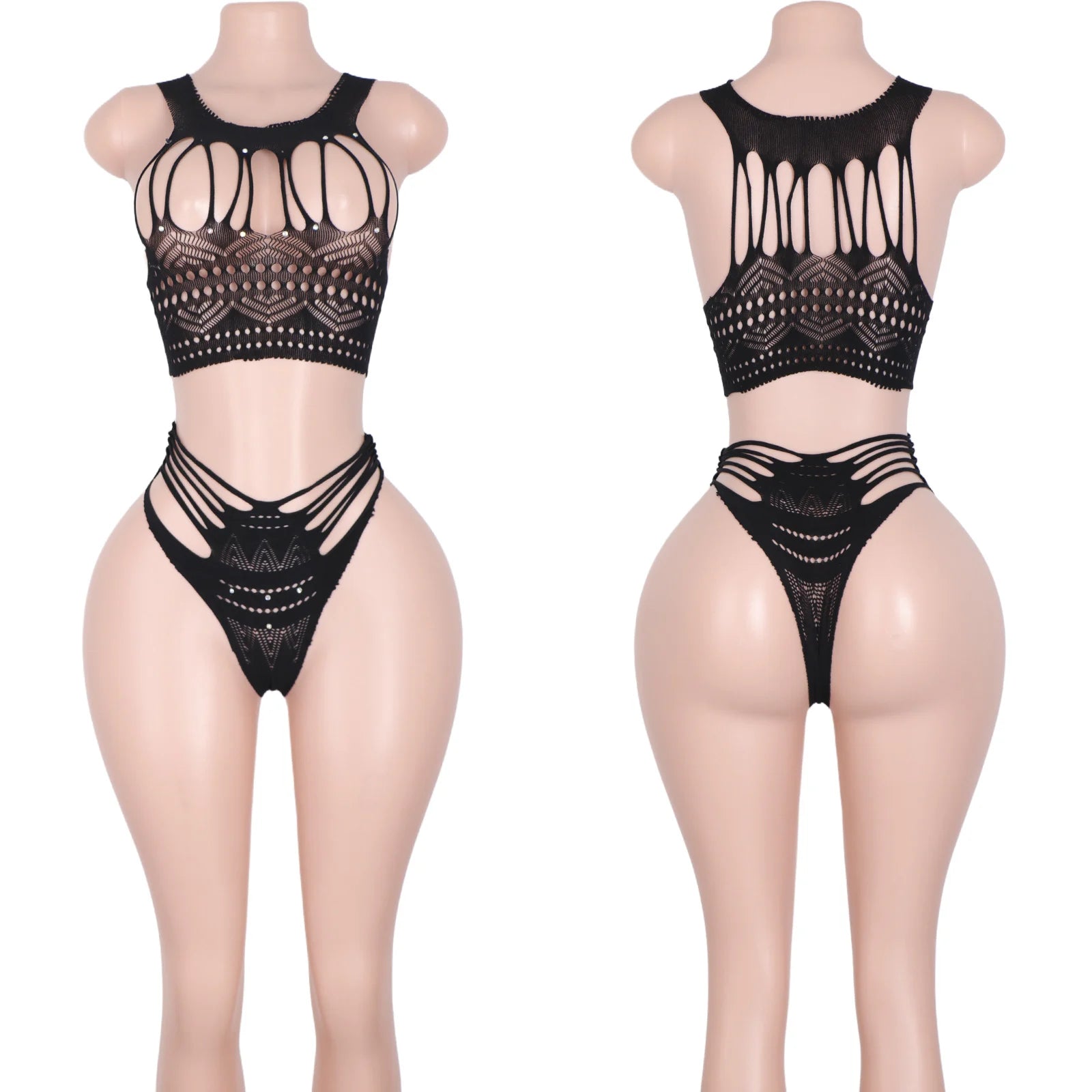 Obsidian Temptation Fishnet Mesh Lingerie Two-piece Secondary image