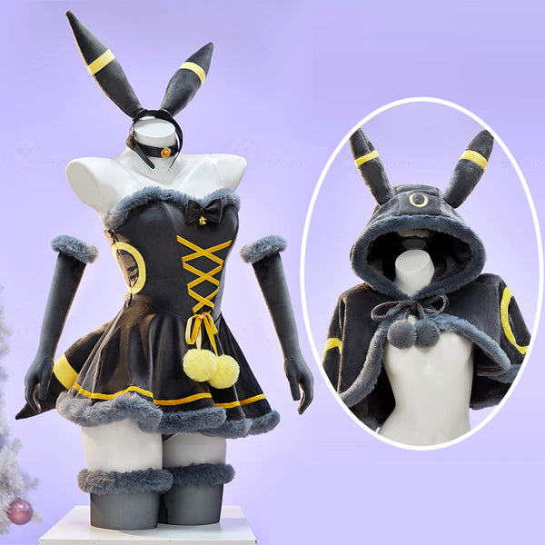 Liora Hooded Fur-Trim Cape & Lace-Up Velvet Cosplay Costume Set