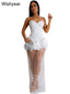 Camellia 3D Floral Sequin High-Slit Maxi Dress