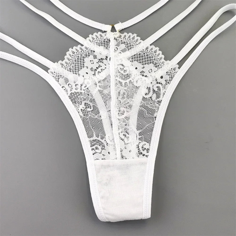 Elara Thin-Strap Lace Thong Pack Lingerie 3-piece