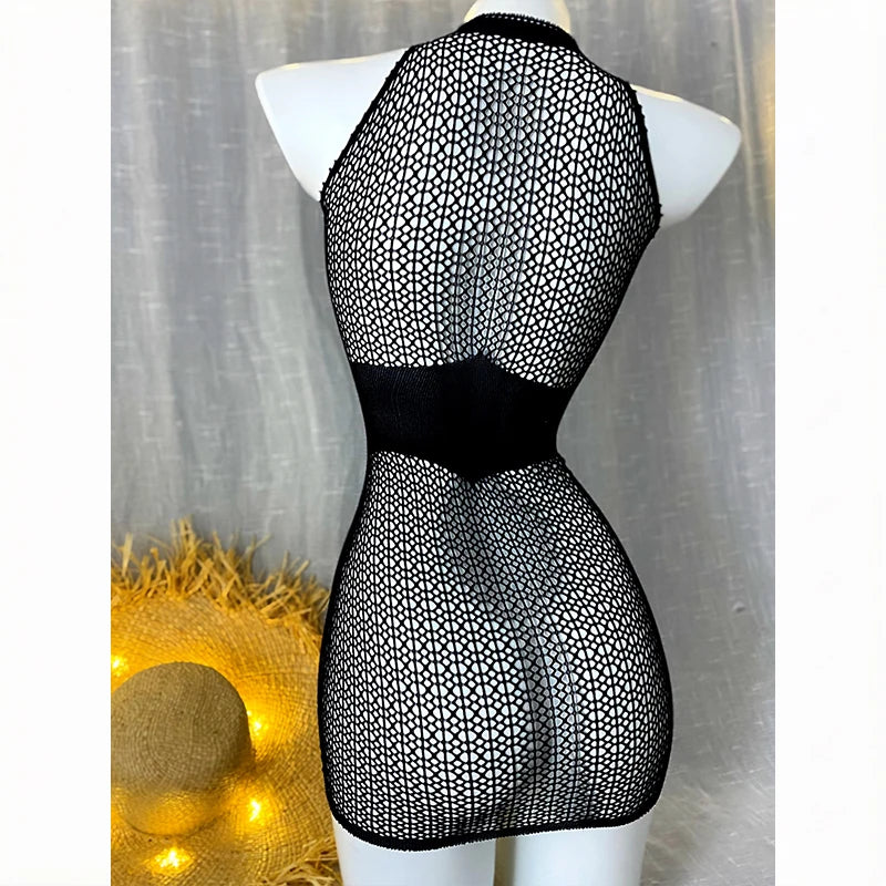 Dagny Mesh Hollow-Out Beach Cover-Up Mini Dress Secondary image