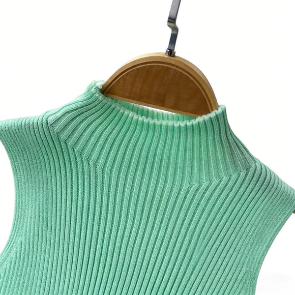 Women's Mint Green Sleeveless Halter Neck Sundress Stretchy Ladies Knit Bodycon Mini Dress Casual Summer Clubwear Dress Outfits