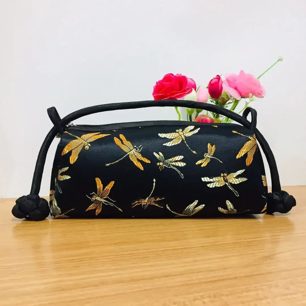Jade Garden Embroidered Satin Shoulder Bag