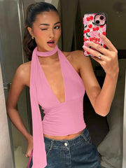 Lena Sunset Sleeveless Halter Scarf Top