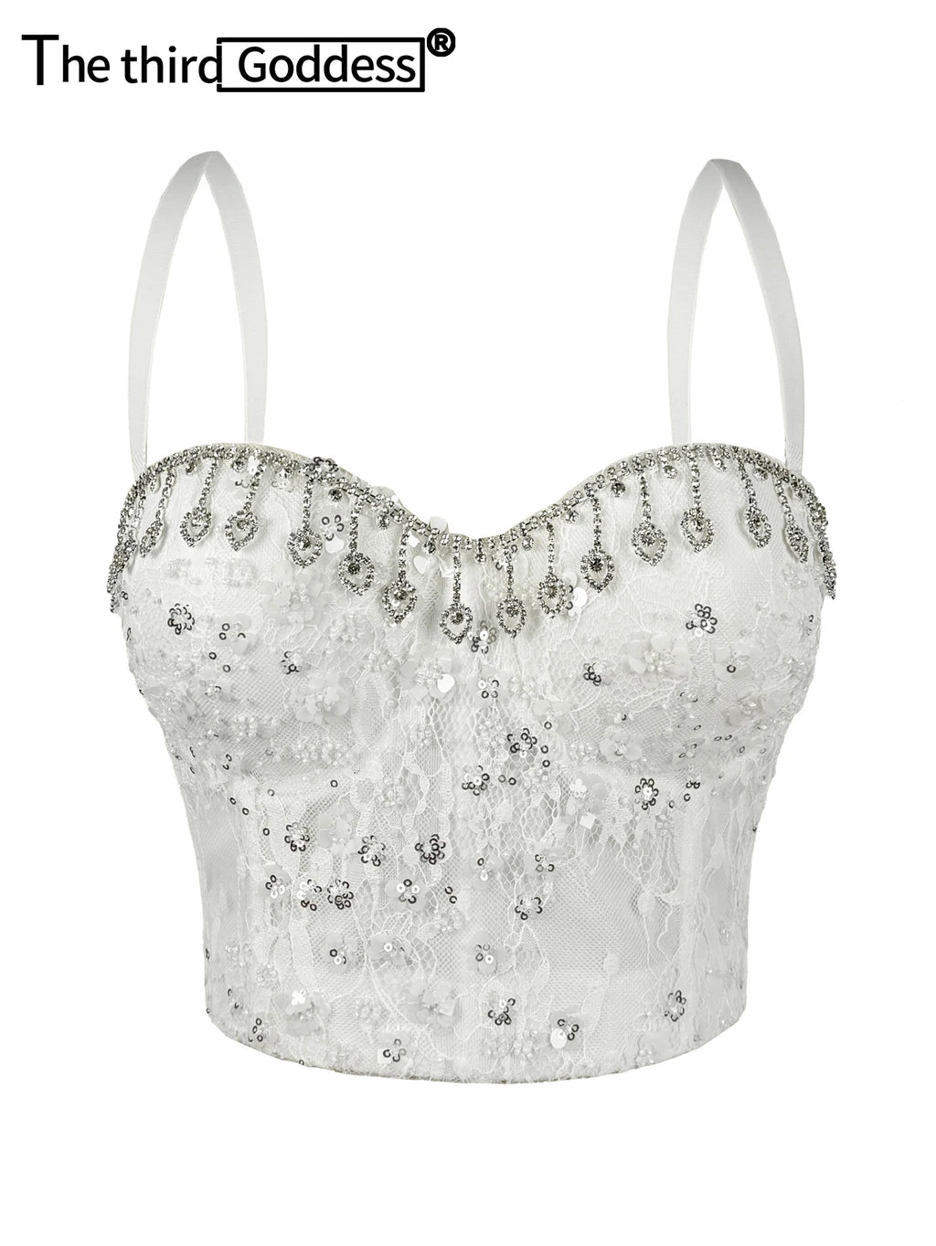 Sexy white rhinestone corset crop top women summer club party tops for woman clothing halter tank top cropped hotwife streetwear