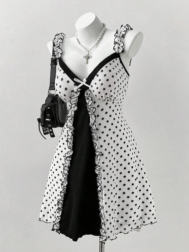 Rosalie Plus-Size Polka Dot Bow Mini Dress