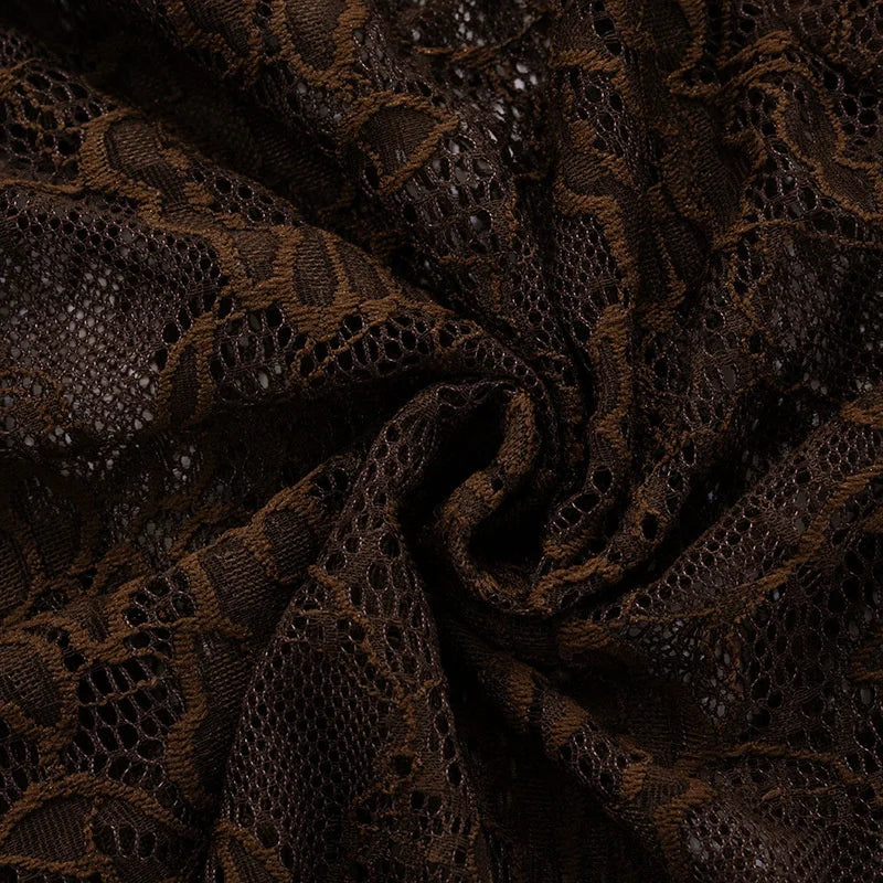 Valentina Cocoa Lace Draped Maxi Dress
