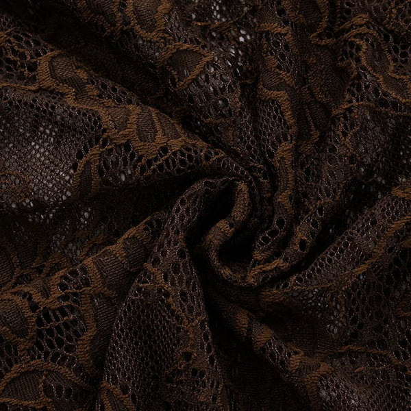 Valentina Cocoa Lace Draped Maxi Dress