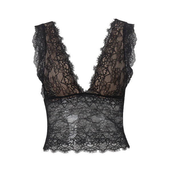 Nerissa Sheer Lace V-Neck Top One-piece