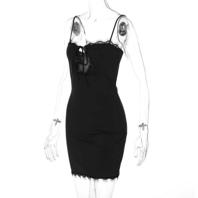Onyx Lace-Up Backless Bodycon Mini Dress