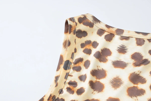 Leona Leopard Lace-Trim Bodycon Mini Dress