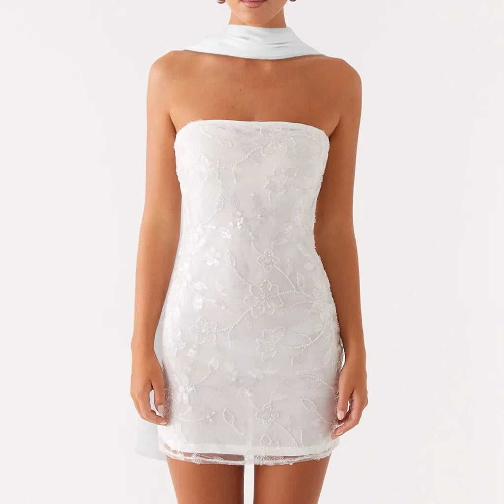 Blair Sequin Off-Shoulder Bandeau Mini Dress