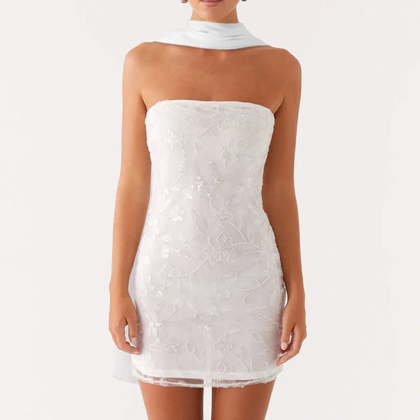 Blair Sequin Off-Shoulder Bandeau Mini Dress