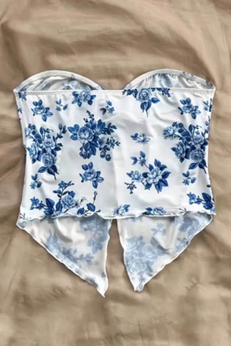 Flora Floral Off-Shoulder Crop Top One-piece