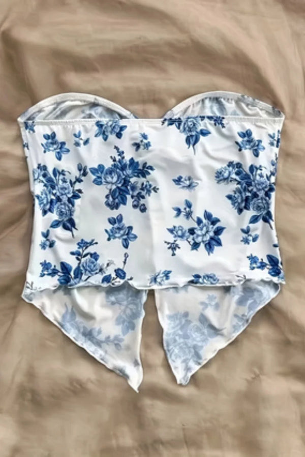 Flora Floral Off-Shoulder Crop Top One-piece