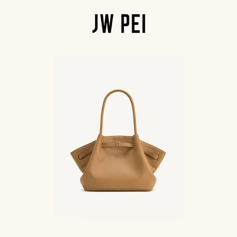 JW PEI Hana Canvas Stitching Tote Bag For Women Luxury Vegan Leather Shoulder Hangbag Summer Casual Slouchy Hobo Work Bag
