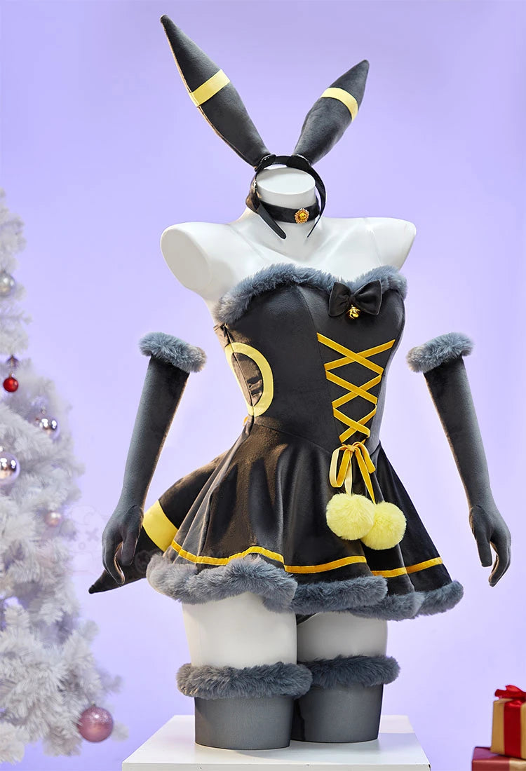 Liora Hooded Fur-Trim Cape & Lace-Up Velvet Cosplay Costume Set
