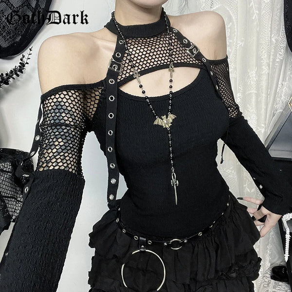 Ophelia Noir Fishnet Harness Top One-piece