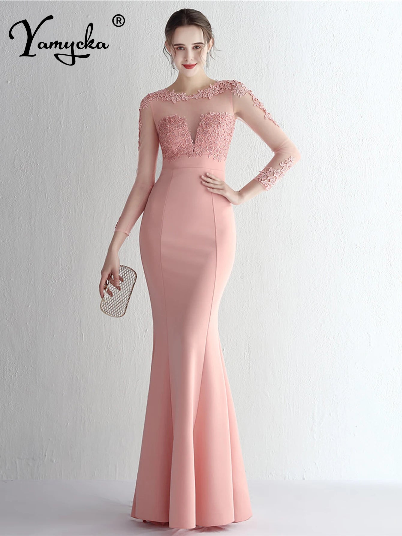 Valentina Rhinestone Sheer-Mesh Mermaid Maxi Dress