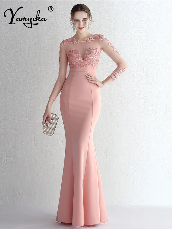 Valentina Rhinestone Sheer-Mesh Mermaid Maxi Dress
