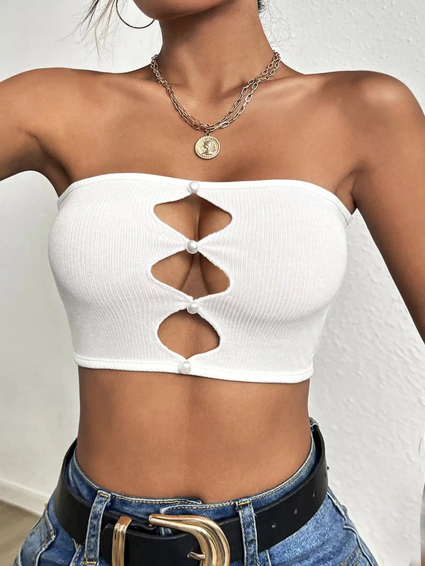 Aria Pearl Cutout Tube Top One-piece