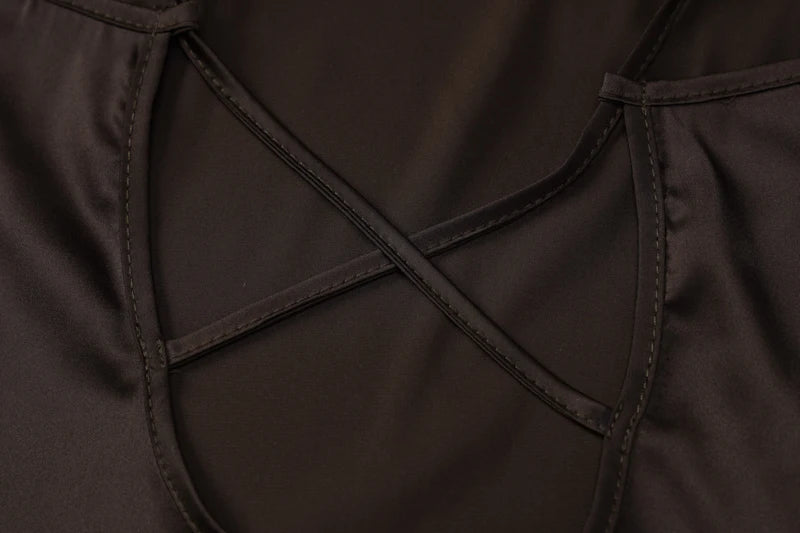 Cappuccino Satin Strappy Bodycon Mini Dress