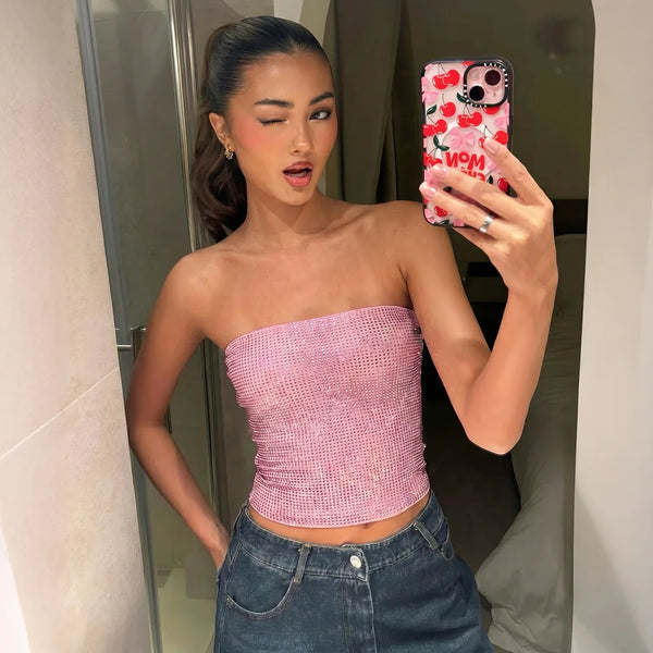 Prisma Iridescent Sequin Tube Crop Top One-piece