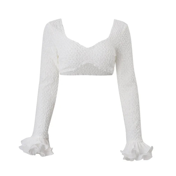 Elowyn White Lace Off-Shoulder Mini Skirt Set Two-piece