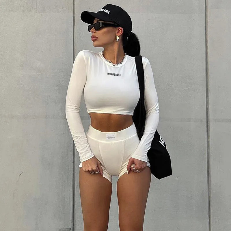 Talia Round-Neck Top & 3/4 Shorts Set Two-piece
