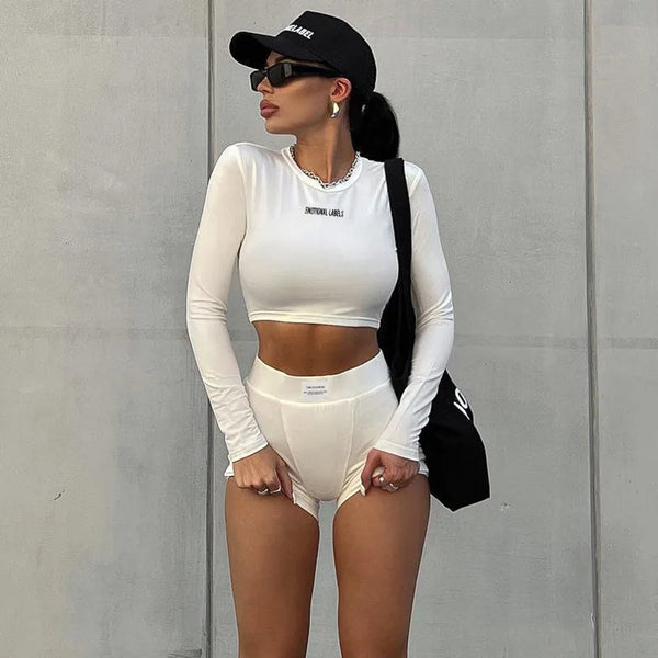 Talia Round-Neck Top & 3/4 Shorts Set Two-piece